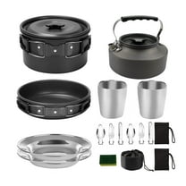 TEAFIRST Camping Cookware Mess Kit, Non-Stick Lightweight Pot Pan Kettle Set for Camping, Outdoor
