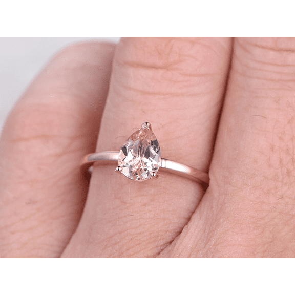 HeartsAndYou 0.5ct Natural Peach Morganite Ring Solitaire Women 100% REAL 14k SOLID Rose Gold