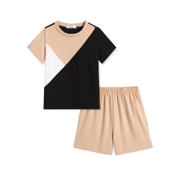 Arshiner Toddler Boy Summer Clothes Outfits Kids Colorblock Short Sleeve T-shirt Shorts Set