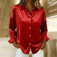 thumbnail image 3 of Gamivast Silk Shirts for Women Long Sleeve Dressy Button Down Shirt Comfy Satin Lapel Collar Drop Shoulder Tops Casual Loose Blouse Work Office Outfits, 3 of 4