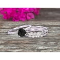 thumbnail image 3 of 2.50 Carat 3Pcs Wedding Ring Set Black Diamond Moissanite Engagement Ring Round Cut Art Deco 10k White Gold, 3 of 5