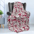 thumbnail image 4 of Vintage Soft Flannel Fleece Throw Blanket, Floral Blooming Branches with Fresh Flowers Spring Garden Stars, Cozy Plush for Indoor and Outdoor Use, 50" x 70", Dark Brown Dark Coral, by Ambesonne, 4 of 5