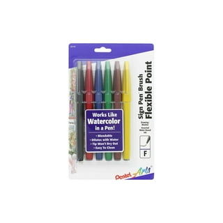  Pentel Arts Sign Pen Touch, Fude Brush Tip, Black Ink - 1 Pack  (SES15NBPA) : Office Products