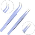 thumbnail image 2 of EXLEAF 2026 New Lash Tweezers, Pack of 2 Stainless Steel Tweezers for Eyelash Extensions | Straight and Curved Tip Eyelash Tweezers | False Lash Application Tools (Pack of 2, Purple), 2 of 7