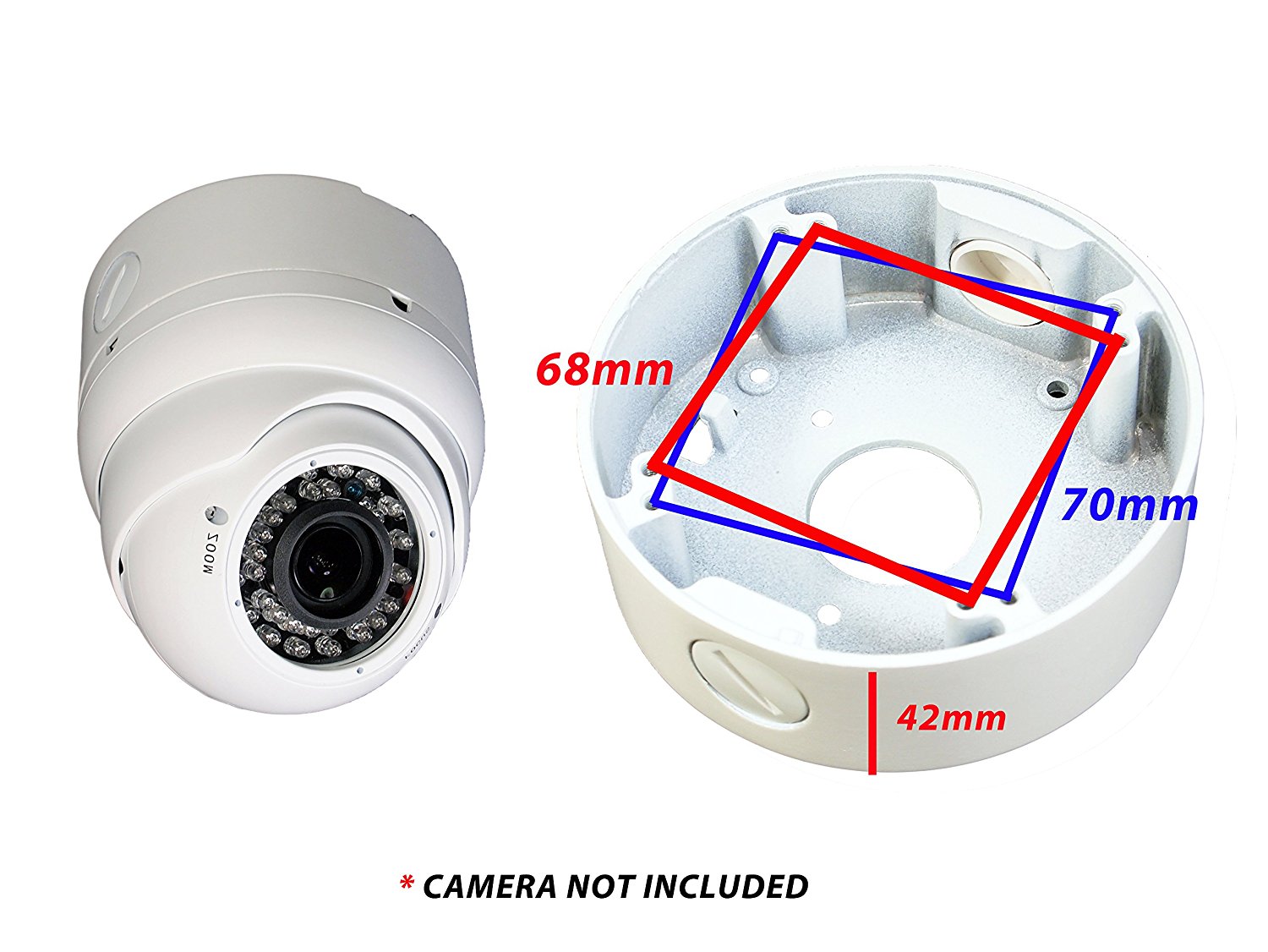 Evertech White 4.75" Camera Big Deep Base Junction Outlet Box for Varifocal Adjustable Lens