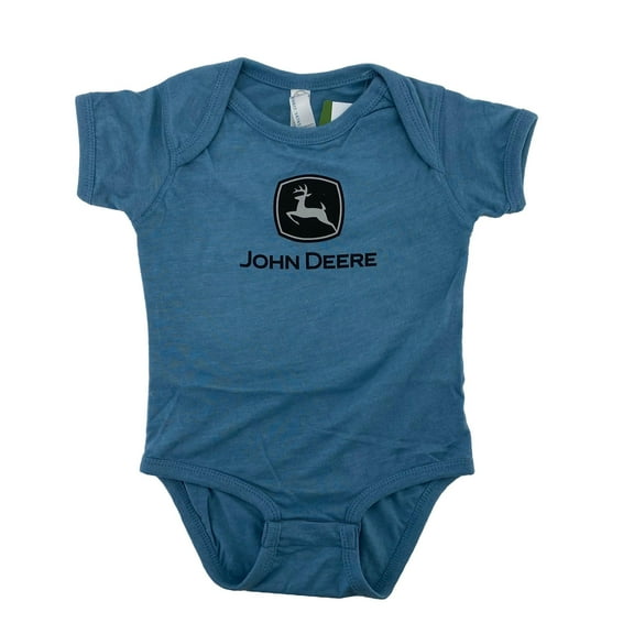 John Deere Infant Baby Boys Logo One Piece Bodysuit-Indigo-18 Months Blue