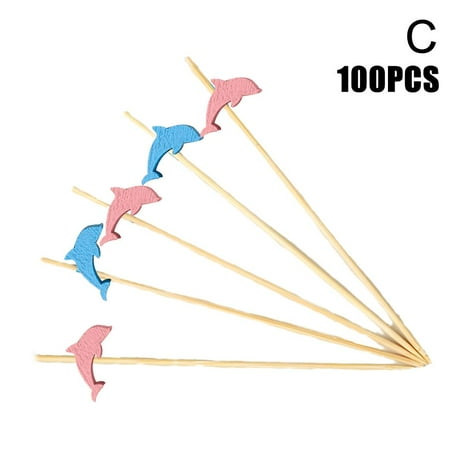 

100PCs Bamboo Food Picks Cupcake Fruit Forks Party Stick] Salad Dessert S9E5