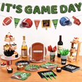 thumbnail image 4 of Football Party Supplies Kit Serve 24,Includes Dinner Plates,Dessert Plates,Napkins,Cups,Banner and Touchdown Tablecloth for Football Birthday Party Football Game Day Tailgate Party Decorations, 4 of 7