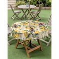 thumbnail image 4 of Outdoor Tablecloth with Umbrella Hole for Patio/Picnic/Party/Camping, Summer Lemon Waterproof Table Cloth Round Cover Washable, Tropical Botanical Leaves Yellow Plaid (Dia 60"), 4 of 8