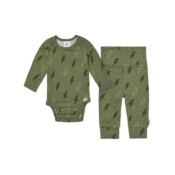 Gerber "Bamboo Collection" Baby Boy 2pc Outfit Set Bodysuit and Pants, Sizes (Newborn-24 Months)