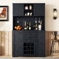 thumbnail image 2 of Dark blue coffee bar cabinet offers flexible storage for coffee and wine in rooms, 2 of 7