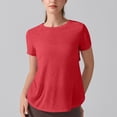 thumbnail image 7 of Yoga Workout Short Sleeve Tees for Women Crewneck Ruched Back Cutout Loose Tunic Tops Lightweight Quick Dry Athletic Shirts Activewear Red, 7 of 7