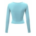 thumbnail image 3 of Made by Johnny Women's Deep V Neck Long Sleeve Cross Wrap Fitted Crop Top XXL AQUA, 3 of 6