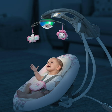 Ingenuity InLighten Cradling Plug-In Swing with LightBeams Mobile - Phoebe