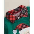 thumbnail image 4 of Biezeib Toddler Boys Christmas Sweatshirt Plaid Santa/Reindeer Long Sleeve Lapel Neck Casual Two Fake Piece Pullover, 4 of 6
