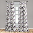 thumbnail image 2 of Floral Window Curtains, Watercolor Themed Pattern of Blooming Retro Spring Revival Flowers, Lightweight Decor 2-Panel Set with Rod Pocket, Pair of - 28"x84", Lilac White and Slate Brown, by Ambesonne, 2 of 3