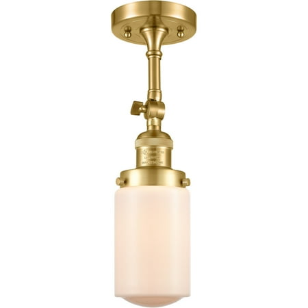 

Satin Gold Tone Semi Flush 5 Wide Steel/Cast Brass/Glass Medium Base LED 1 Light Fixture
