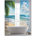 thumbnail image 5 of Summer Beach Sheer Curtains 96 Inch Length 2 Panels Set for Living Room/Bedroom, Coastal Ocean Tropical Palm Trees Semi Curtain Sheers Drapes Rod Pocket Curtains Window Treatment Set 52''x96''x2, 5 of 7