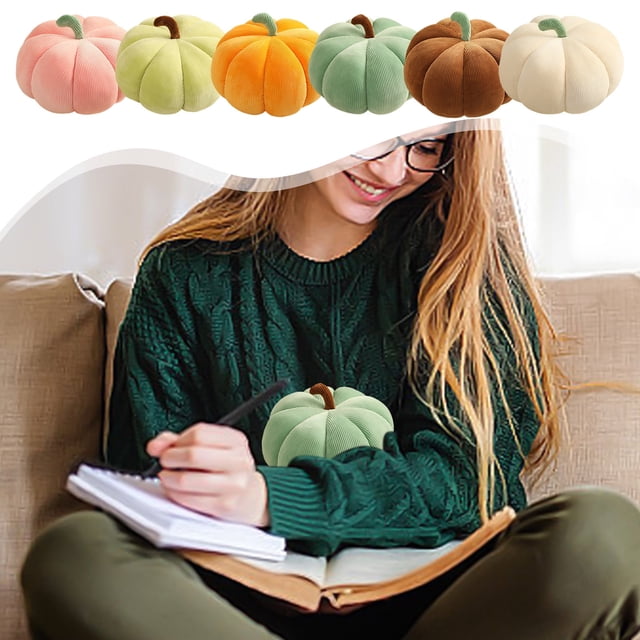 Fiudx Cojines de Calabaza, Cojín con Temática Otoñal, Felpa Suave, Linda Forma de Calabaza, Decoración para El Hogar, Oficina, Regalo de Fiesta, Acción de Gracias, Tamaño 18 X 8 Cm