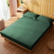 sruoe Fitted Sheet Deep Pocket, Single Fitted Bedsheet, King Fitted Sheet Only, Anti-Slip Mattress Cover, Elastic Corners Fit Sheets, Soft Breathable Durable Fabric Bed Sheets, Green