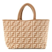 Fendi FF Cammello Beige Knitted Cashmere Large Shopper Tote Bag