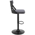 thumbnail image 3 of Tabouret de Bar Angelo Réglable en Faux Cuir Gris & Bois Noir, 3 of 9