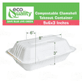 thumbnail image 3 of Compostable Square Hinged Clamshell Take Out Food Containers 9x6x3 - Heavy Duty Quality Disposable to go Containers, Single Compartment Eco-Friendly , Bagasse Fiber Containers with Lids (200), 3 of 8