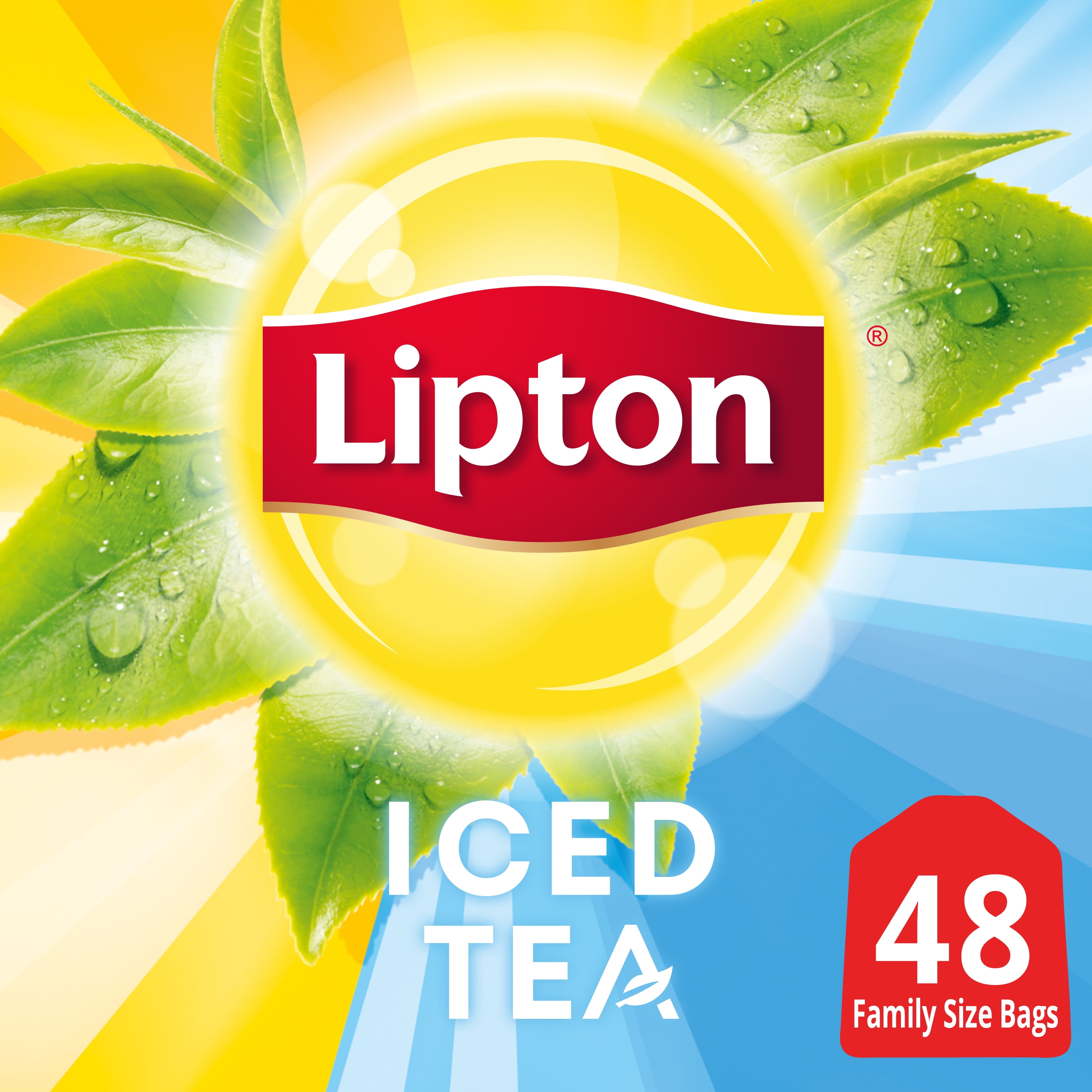 (4 pack) Lipton Family Sized Iced Black Tea, Caffeinated, Tea Bags 48 Count Box