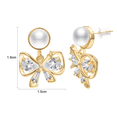 thumbnail image 4 of Yoursfs Glitter CZ Bow Pearl Drop Earrings For Women Silver Crystal Bowknot Gold Plated Hypoallergenic Pierced Earrings Jewellery, 4 of 5