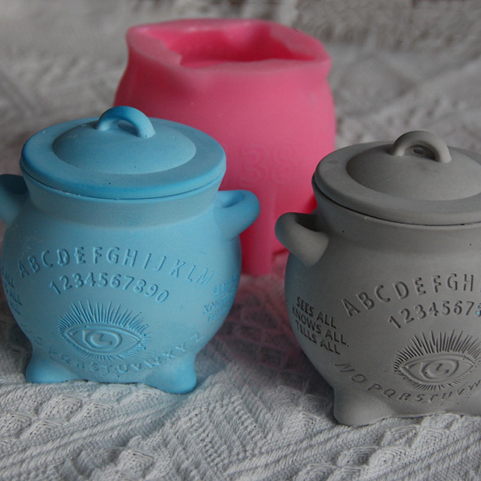 Witch Themed Resin Jar Molds Cup Silicone Mould with Lid for Making Container Chocolate Holiday Decoration