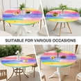 thumbnail image 7 of Colorful Watercolor Stripe Pattern Round Fitted Tablecloth with Elastic Edge,Dining Table Cover Waterproof,Outdoor Round Tablecloth for Camping,Dining,Indoor and Outdoor, 7 of 7