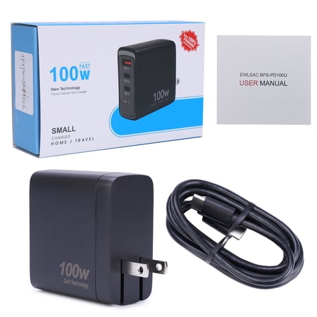 100W USB Wall Charger 3-in 1 GaN Fast PD 100W Plug Charging Station Multi Port for Phone 16 Pro/16/15 S24/S23 Tablet Travel Power Adapter US Plug