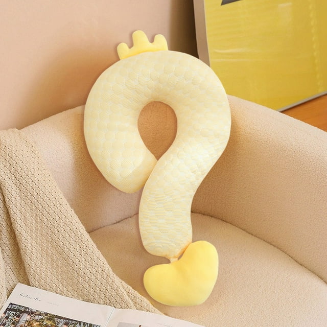 PRETXORVE Ice Silk Cool Feeling Question Mark Office Nap Student Cushion Load Neck Cute Flocky
