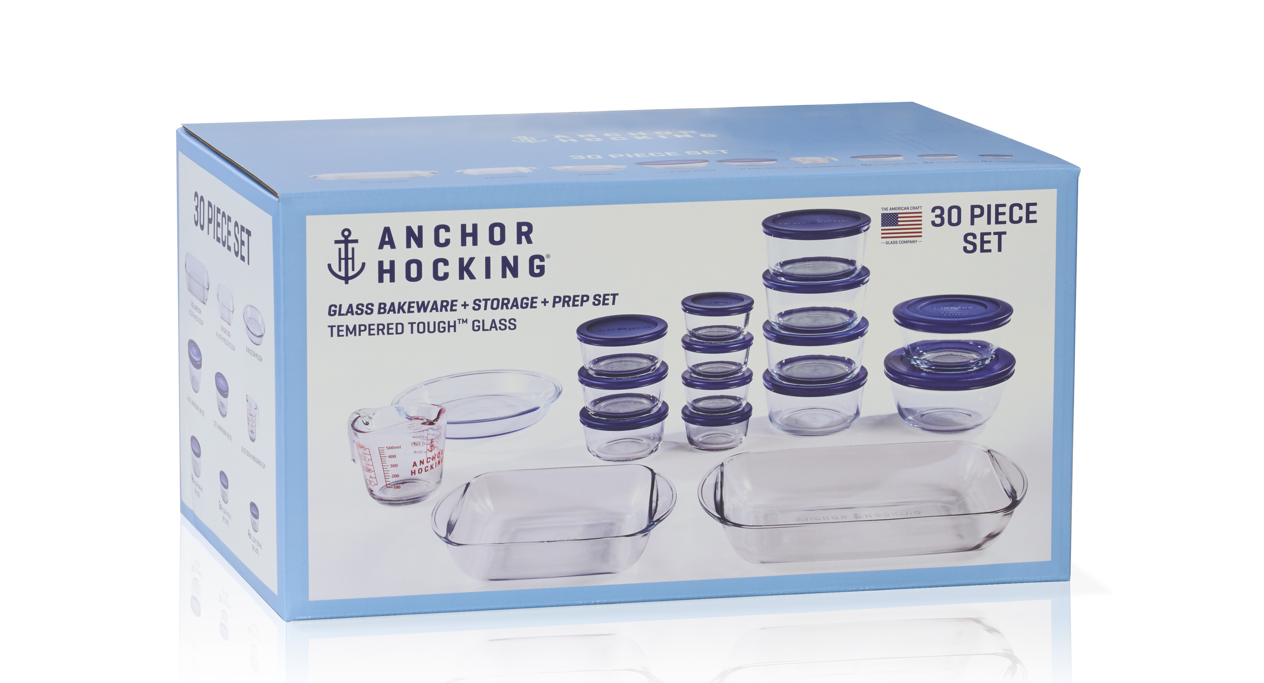Anchor Hocking Glass Bakeware, Food Storage & Prep Dish Set, 30 Piece - image 2 of 9