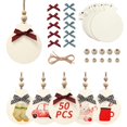 thumbnail image 1 of Adornos navideños de madera CYAOOI redondos de 4 pulgadas, 50 piezas, set de bricolaje, 1 of 7