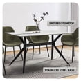 thumbnail image 4 of LeisureMod Elega Series Modern 62” Dining Table with Sintered Stone or Glass Rectangular Top and Black Stainless Steel Base in White, 4 of 10