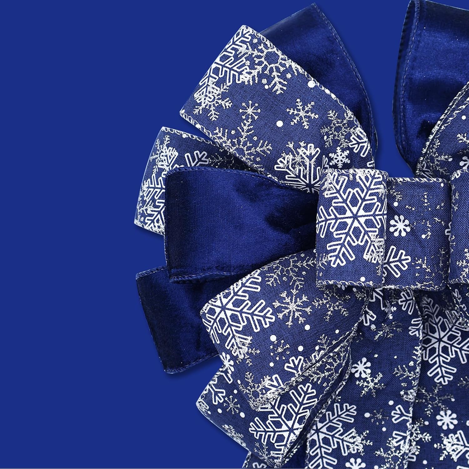 Large Christmas Tree Topper Bow 52x13 Inch, Pre-Tied Wired Ribbon Wreath Bows, Xmas Ornaments with Long Wired Edge Streamer for Holiday Thanksgiving Indoor Outdoor Party Decoration (Navy Blue)