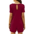 thumbnail image 4 of Summer Rompers for Women Plus Size Jumpsuit Casual Loose Summer Women's Fashion Short Sleeve Crew Neck Waisted Backless Onesie S-2XL, 4 of 8