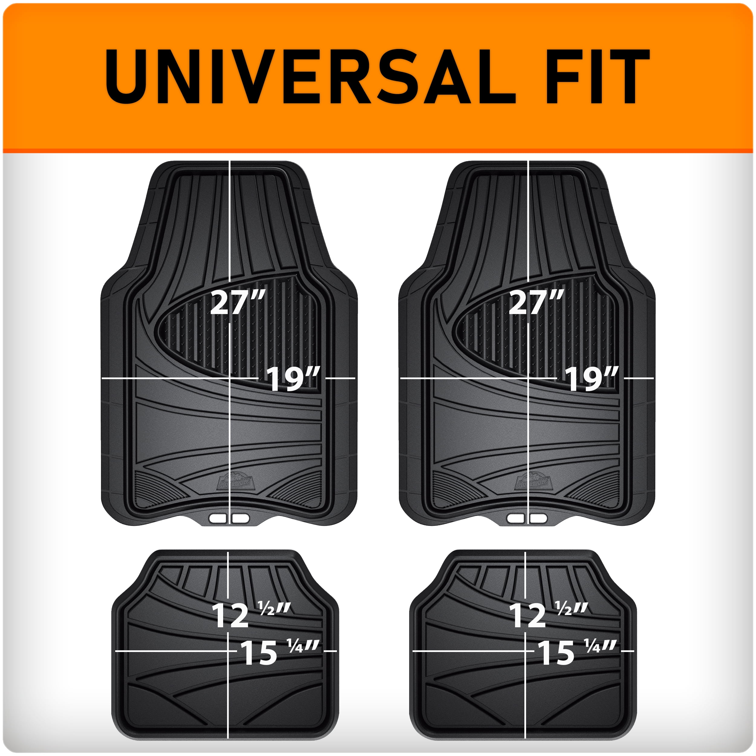 Armor All 4-Piece Black Rubber Car, Truck, SUV Floor Mats, All Weather  Protection, Auto, Universal, Custom, Set, Front, Back 