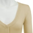 thumbnail image 2 of YEMAK Women's Cropped Bolero 3/4 Sleeve Button Down Cardigan Sweater CO129-TPE-S, 2 of 11