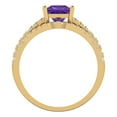 thumbnail image 4 of 3.36 ct Brilliant Princess Cut Natural Amethyst 14k Yellow Gold Solitaire with Accents Engagement Bridal Wedding Ring Band Set size 10.5, 4 of 7