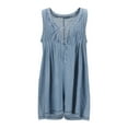 thumbnail image 6 of Womens Denim Romper Shorts Summer Jean Short Jumpsuit Sleeveless Flowy Ruffle One Piece Rompers Pockets Vintage Short Denim Jumpsuit Rompers Loose Fit Streetwear Clubwear with Pockets Light Blue S, 6 of 6