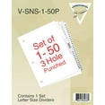 numbered dividers 150 3 hole punched