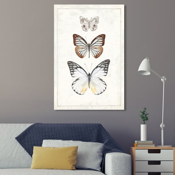 wall26 - Canvas Wall Art - Hand Drawn Brown Yellow Abstract Butterfly Variation Artwork - Giclee Print Gallery Wrap Modern Home Art Ready to Hang - 32x48 inches