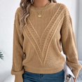 thumbnail image 4 of Buigttklop 2024 Fashion Cable Knitted Sweaters for Women Crewneck Long Sleeve Oversized Pullover Vintage Fall Winter Knitwear, 4 of 6