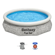 Bestway Fast Set 10x26 Stacked Stone Inflatable Pool Outdoor Set
