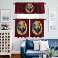 thumbnail image 2 of Farmhouse Chicken Kitchen Curtains Valances and Tiers Set of 3 Animal Retro Brown Floral Texture Dark Red Tier Curtains and Valance with Rod Pocket for Small Windows, 27.5"x24", 2 of 9