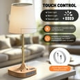 thumbnail image 5 of GPED Bedside Table Lamp for Bedroom, 3 Color Temperatures Cordless Bedside Lamp, 5 Way Dimmable Touch Table Lamp with USB Port, Rechargeable Desk lamp with Fabric Shade for Living Room, 5 of 7