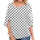 thumbnail image 1 of Camiseta de verano XXL blanca para mujer, para el trabajo y para uso informal, con estampado de lunares, manga dividida y holgada, 1 of 6