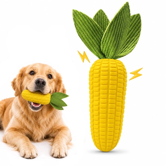 Kraftzoo Tough Dog Chew Toys for Aggressive Chewers, Squeaky Corn Stick Toy for Small, Medium and Large Dogs
